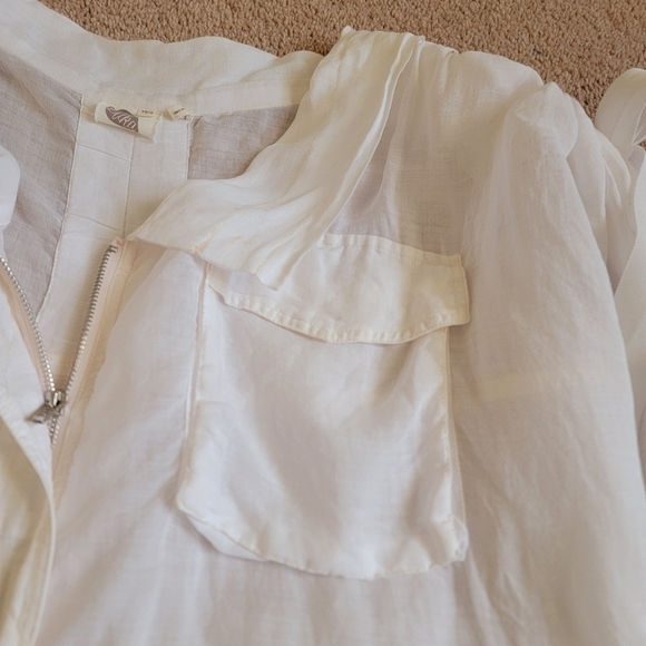 Anthropologie Lilka Oversized White Zip Up Top XS/S - Picture 4 of 11